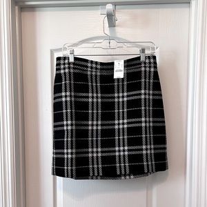 J Crew Black and White Plaid Mini Skirt